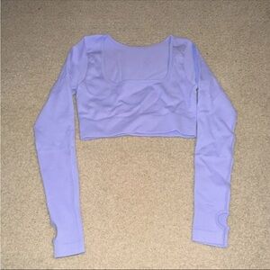 Elegant Lavender Long Sleeve Crop Top